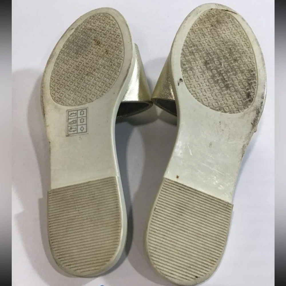 Women’s Tory Burch Metallic Gold Slide Flat Sandals Size 8M